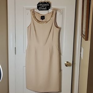 JM Studio by John Meyer Dress 8 New Sand Sleeveless Gold Chain Accent